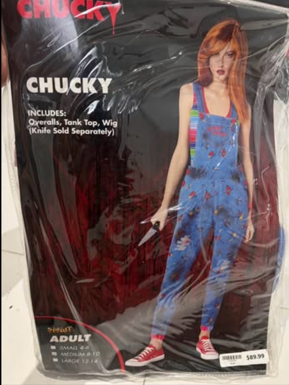 Chucky ladies size 8-10 women’s chucky includes overalls tank top and wig